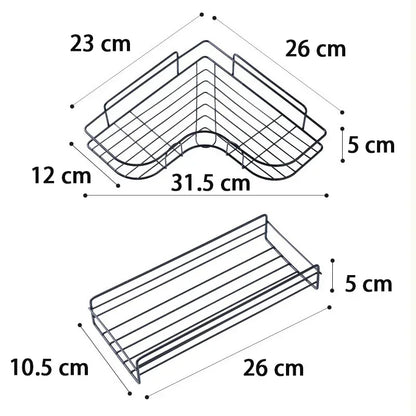 Wall Mounted Bathroom Shelf – Metal Storage Rack with Drain Design