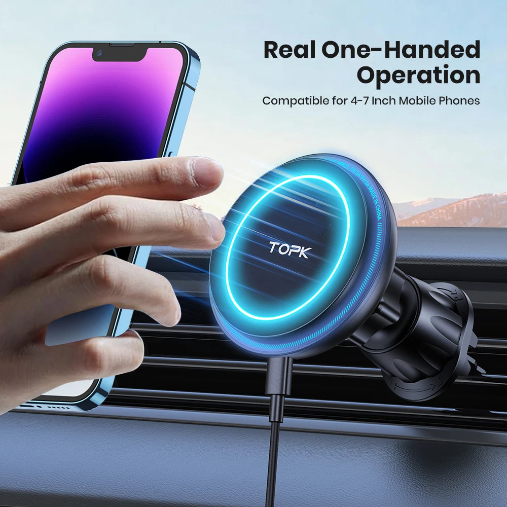 MagSafe Car Phone Holder Charger – 15W Wireless Air Vent Mount