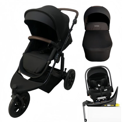 Pre-order Baby Brightness easygo 1+ three wheel stroller & carrycot & baby capsule & Rotation ISOFIX base Black  ETA: 31st October 2025
