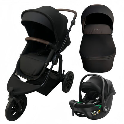Pre-order Baby Brightness easygo 1+ three wheel stroller with carrycot and baby capsule Black   ETA: 31st October 2025