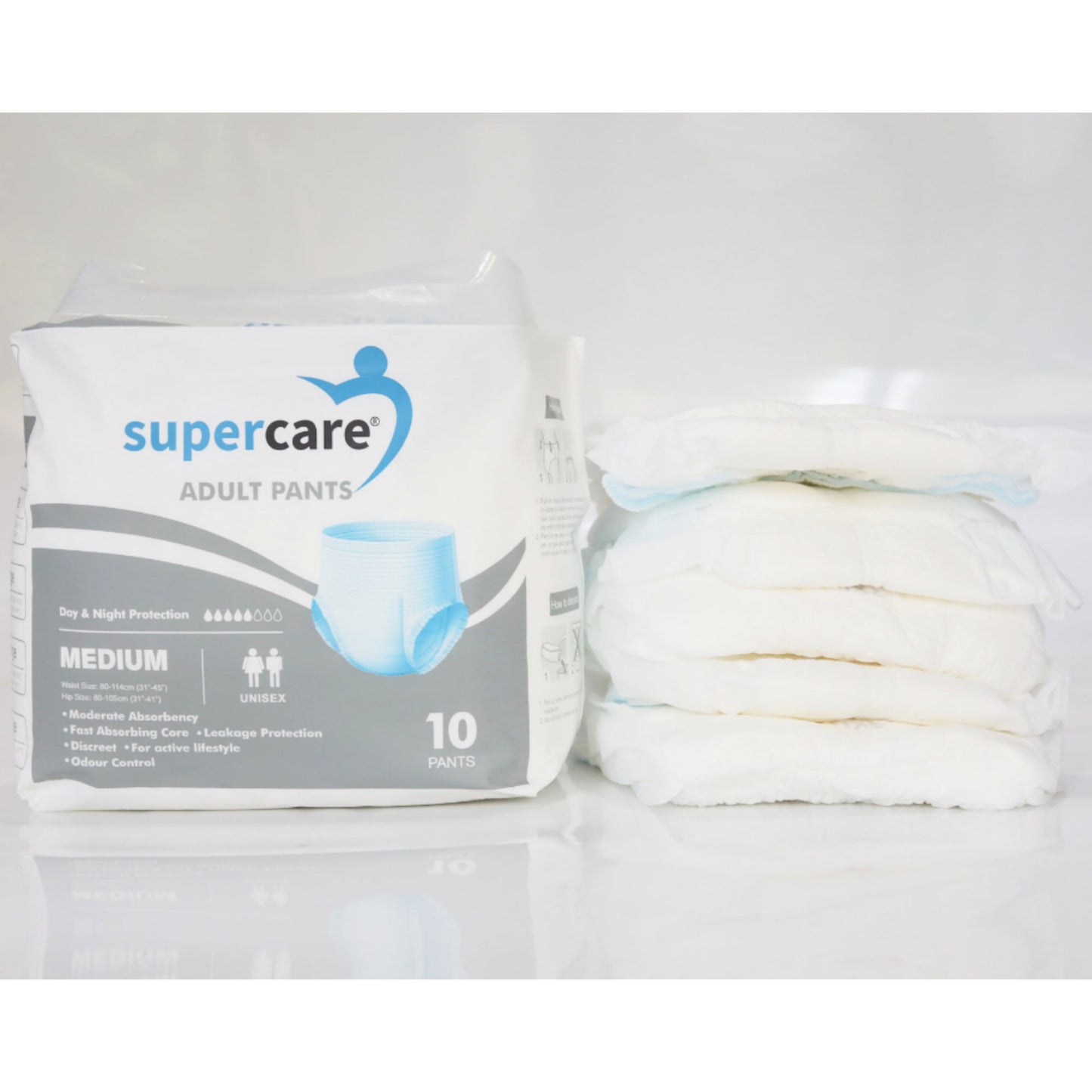 SuperCare Adult Disposable Pants Size Medium - Day & Night Protection