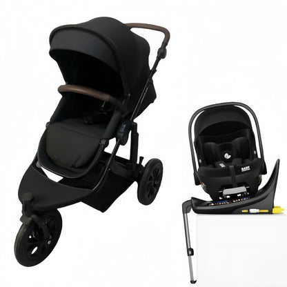 Baby Brightness easygo 1+ three wheel stroller with baby capsule and Rotation ISOFIX base Black