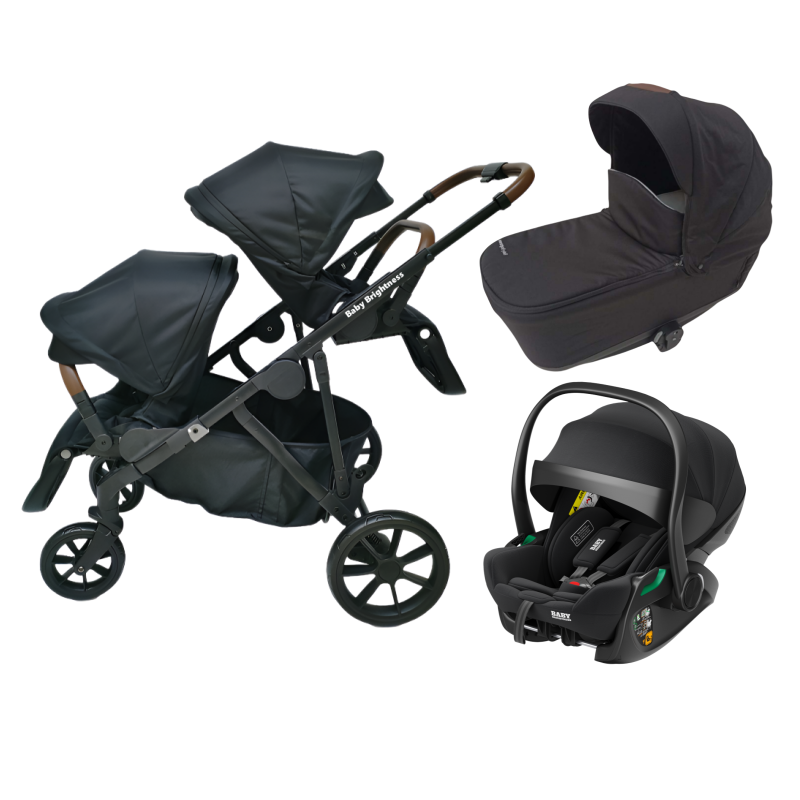 Pre-order Double Pram – Luxe Twin Stroller with Bassinet and Reclining Car Seat