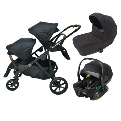 Pre-order Double Pram – Luxe Twin Stroller with Bassinet and Reclining Car Seat