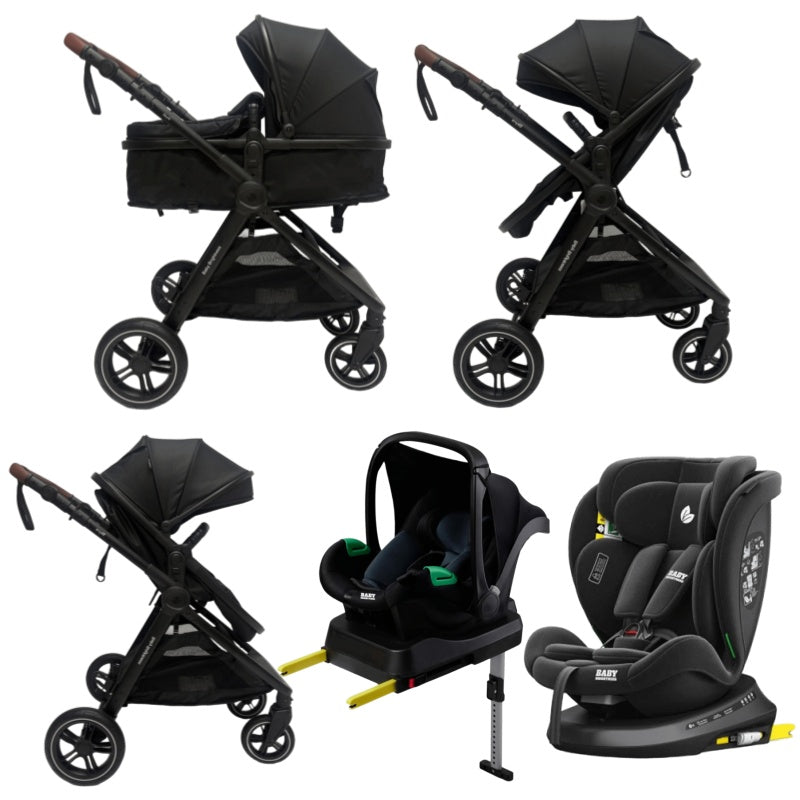 Pre-order Baby Brightness Newborn 4-in-1 Travel System with Bassinet, Capsule, ISOFIX Base & 360° Rotating Car Seat – Black