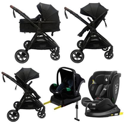 Pre-order Baby Brightness Newborn 4-in-1 Travel System with Bassinet, Capsule, ISOFIX Base & 360° Rotating Car Seat – Black