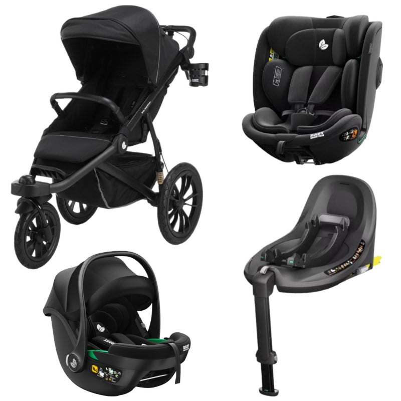 Pre-order Hill All Terrain Jogging Baby Stroller + Infant Capsule + 360 Car Seat and Rotating ISOFIX Base (Black)
