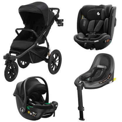 Pre-order Hill All Terrain Jogging Baby Stroller + Infant Capsule + 360 Car Seat and Rotating ISOFIX Base (Black)