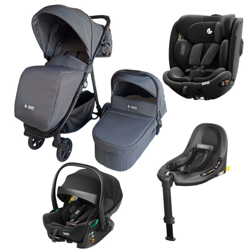 Pre-order Newborn Pram – Poplar Stroller with Carrycot + Reclining Infant Capsule + 360 Car Seat and Rotating ISOFIX Base (Gr
