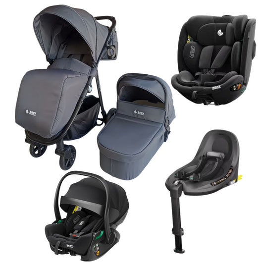 Pre-order Newborn Pram – Poplar Stroller with Carrycot + Reclining Infant Capsule + 360 Car Seat and Rotating ISOFIX Base (Gr