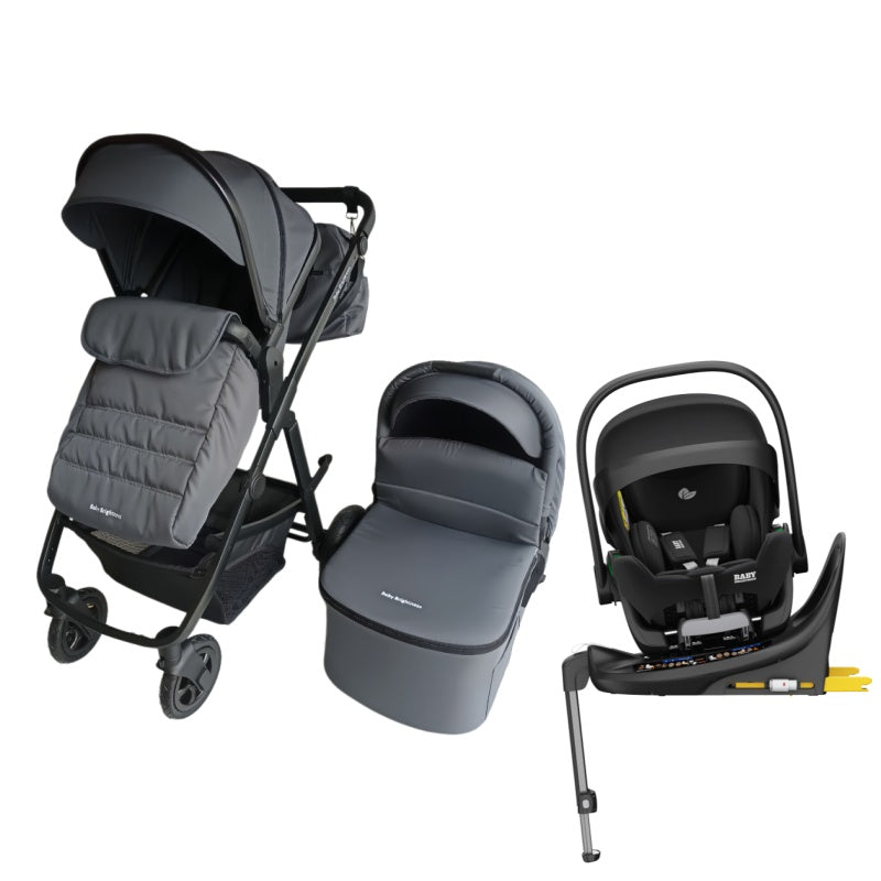 Pre-order Newborn Pram – Palms 2+ Stroller with Carrycot, Reclining Car Seat and Rotating ISOFIX Base(Grey)