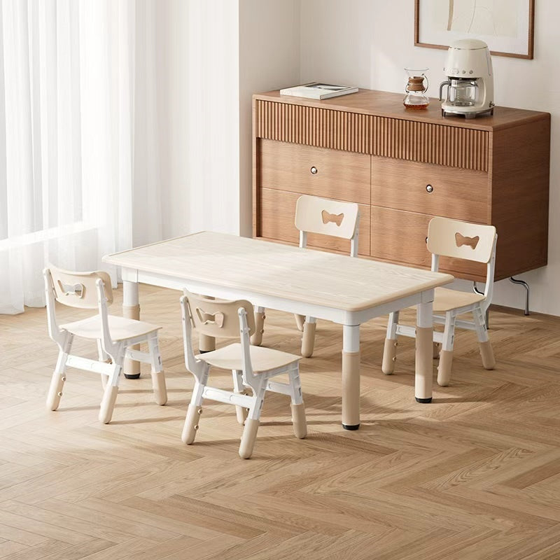 Height Adjustable Table with 4 Chairs Wood