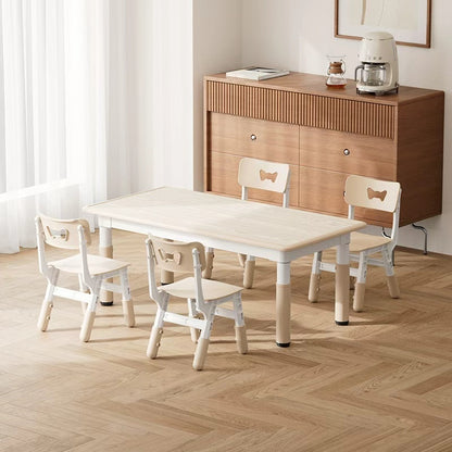 Height Adjustable Table with 4 Chairs Wood