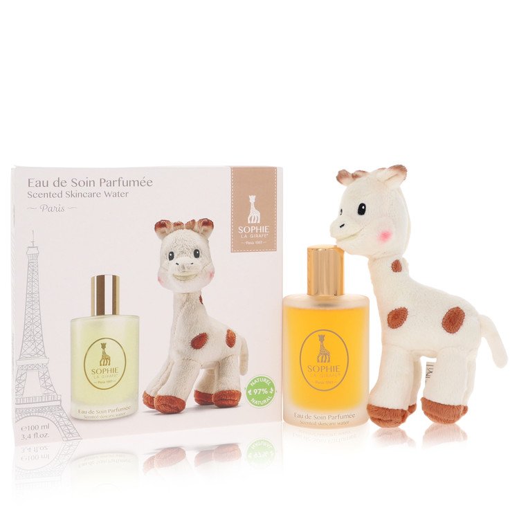 Sophie La Girafe Eau De Soin Parfumee Gift Set - 3.4 oz Scented Skincare Water (Alcohol-Free) + 1 Sophie La Girafe Soft Toy by Sophie La Girafe --