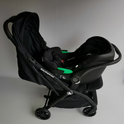 Baby Brightness FlexGo Auto Folding lightweight compact stroller with i-Size infant capsule and ISOFIX base Blue