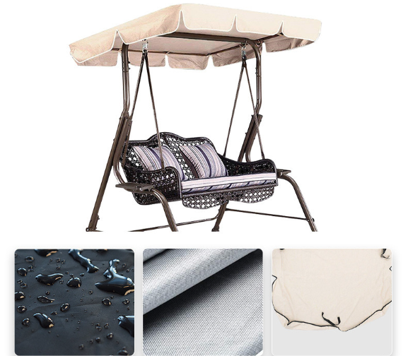 190x132x15cm Swing Seat Canopy Top Cover Replacement 3 Seater