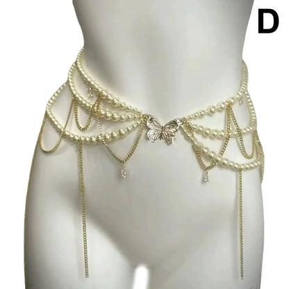 Y2K Layered Pearl Waist Chain