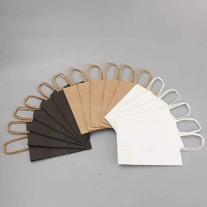 Kraft Paper Shopping Bags with Handles – Brown, White & Black Gift Bags (Small, Medium & Large)