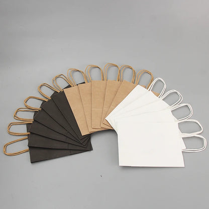 Kraft Paper Shopping Bags with Handles – Brown, White & Black Gift Bags (Small, Medium & Large)