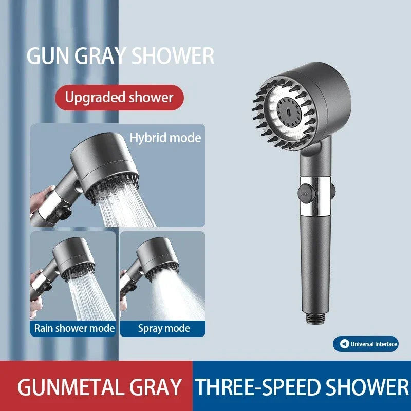 3-Mode High Pressure Shower Head with Built-In Filter & Massage