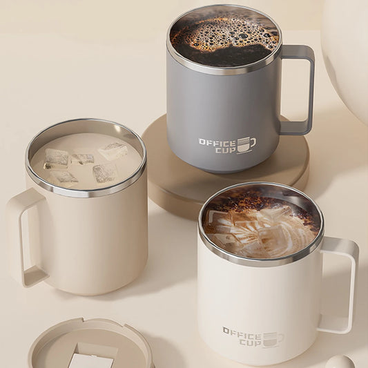 Double Wall Stainless Steel Coffee Mug – Leak-Proof Travel Cup with Handle