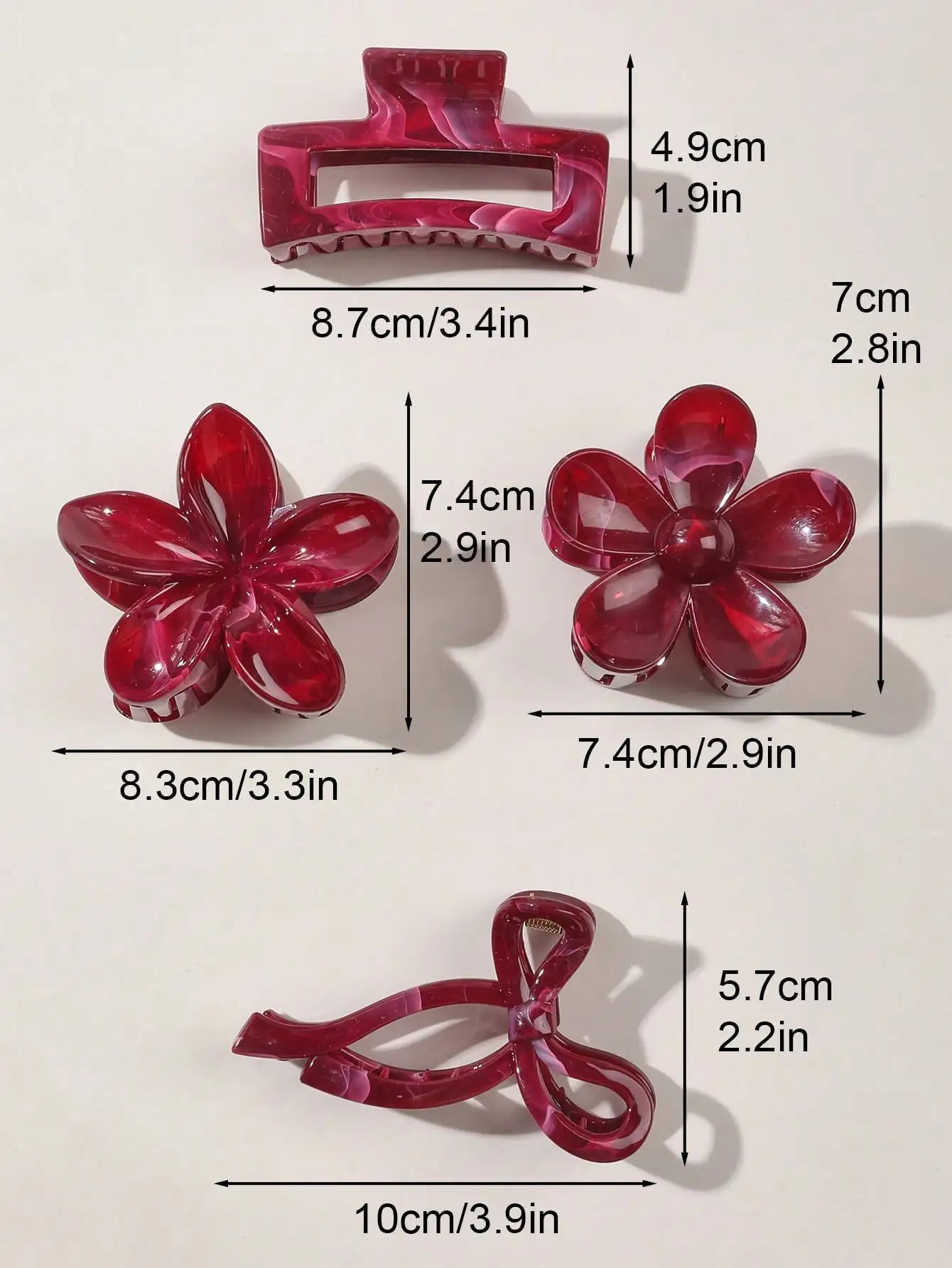 4-Piece Bow Hair Claw Clip Set