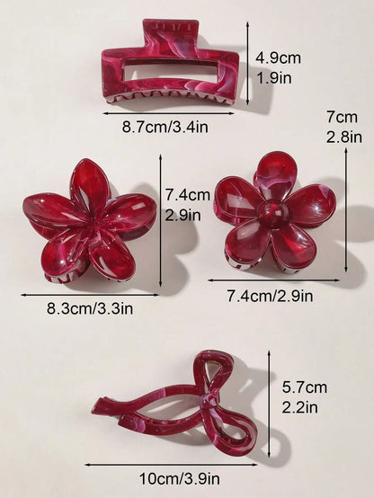 4-Piece Bow Hair Claw Clip Set