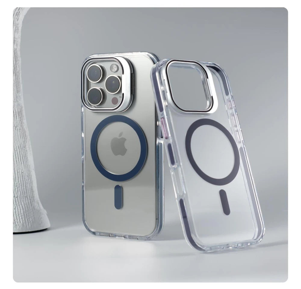 iPhone MagSafe Clear Bumper Case – Shockproof with Stand & Lens Protection