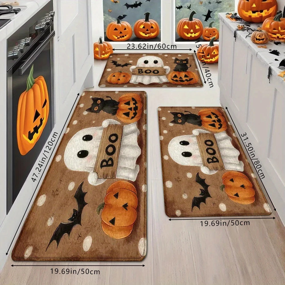 Halloween Pumpkin & Ghost Rug – Spooky Seasonal Floor Mat