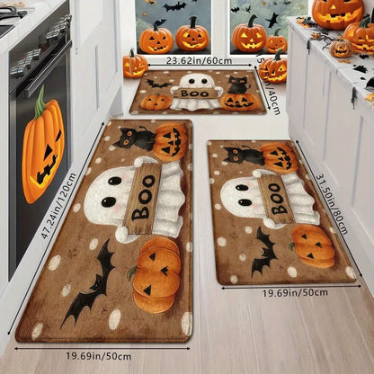 Halloween Pumpkin & Ghost Rug – Spooky Seasonal Floor Mat
