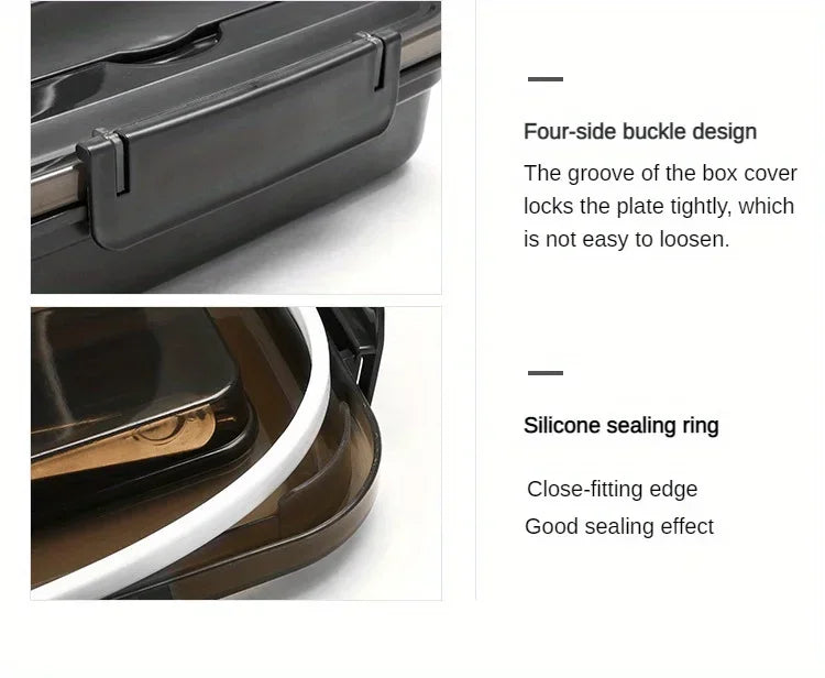 Stainless Steel Bento Lunch Box – 3 Compartment Food Container
