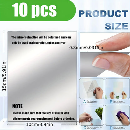 Peel & Stick Mirror Wall Tiles (10pcs)