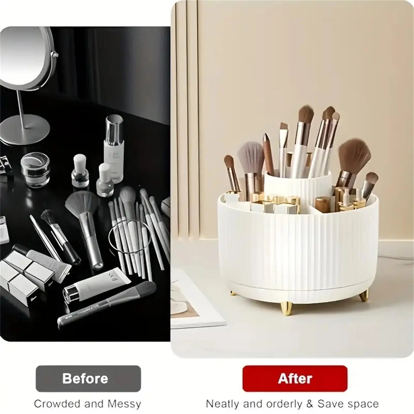 360° Rotating Makeup Organiser – Multi-Compartment Cosmetic Storage Holder