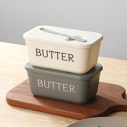 Butter Dish with Lid & Spreader Knife – Covered Butter Storage Container (16.7cm)