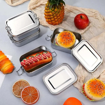 Stainless Steel Bento Lunch Box – Leak-Resistant Food Storage Container with Lockable Clips