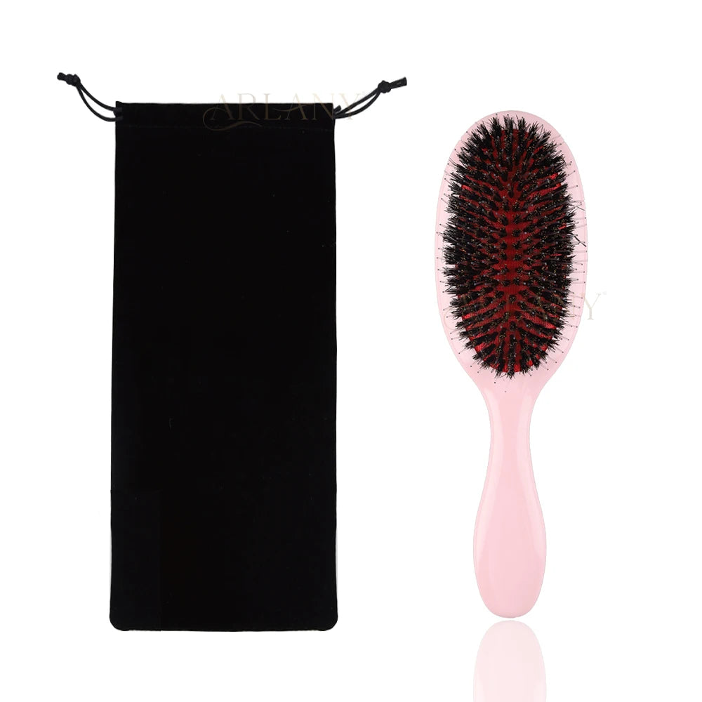 Boar Bristle Hair Brush – Detangling & Scalp Massage Paddle Brush for All Hair Types