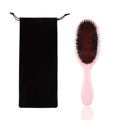 Boar Bristle Hair Brush – Detangling & Scalp Massage Paddle Brush for All Hair Types