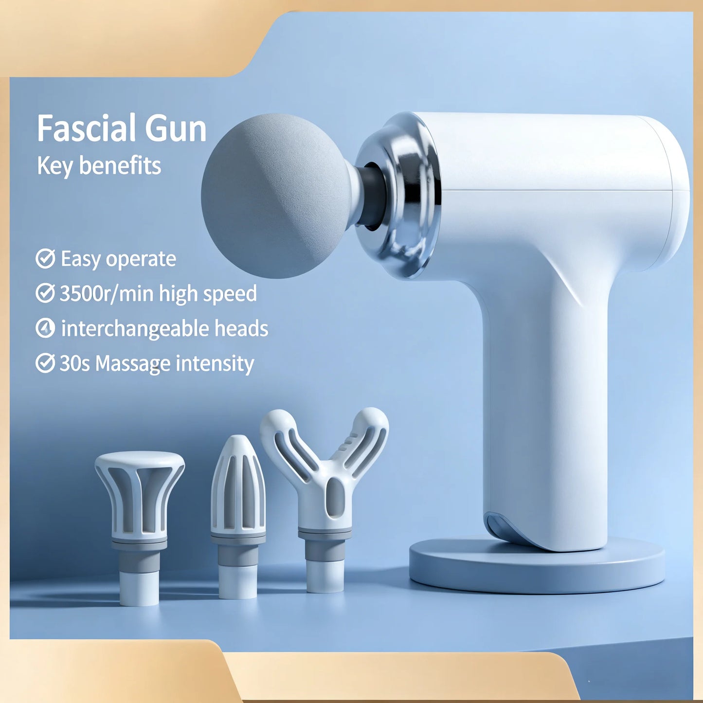 Portable Massage Gun – Deep Tissue Percussion Massager with 4 Massage Heads & LED Display