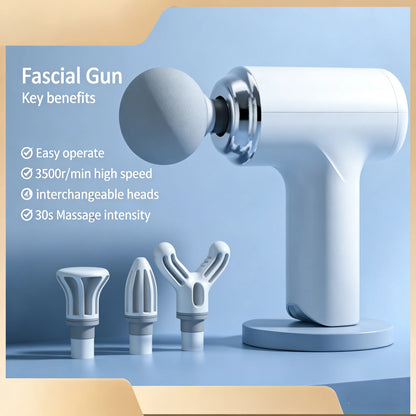 Portable Massage Gun – Deep Tissue Percussion Massager with 4 Massage Heads & LED Display