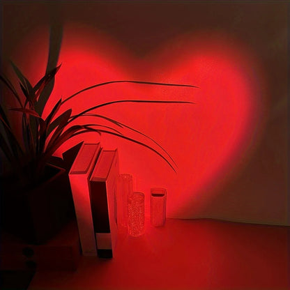 Heart Sunset Projection Lamp – USB LED Romantic Atmosphere Night Light