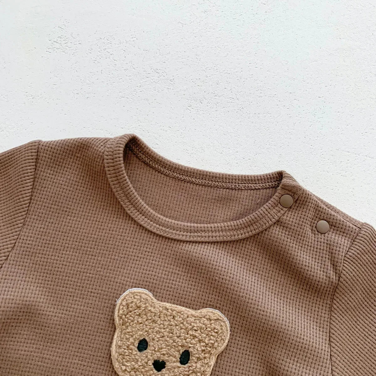 Baby Waffle Cotton Romper & Bear Ear Hat Set – Short Sleeve Outfit (0–24 Months)