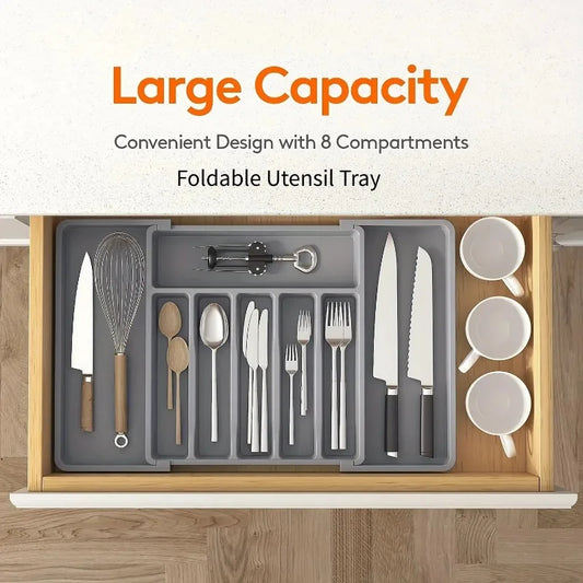 Adjustable Cutlery Drawer Organiser – Expandable Kitchen Utensil Tray