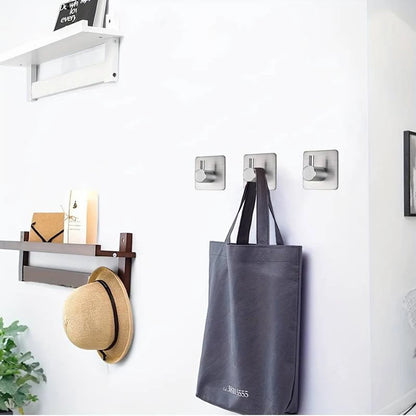 Stainless Steel Adhesive Hooks – No-Drill Wall Hooks for Home Organisation