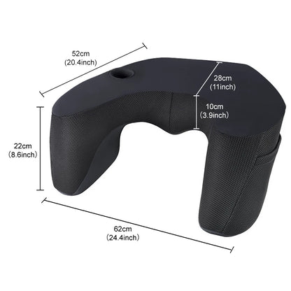 Gaming Lap Desk Pillow – Sofa Arm Rest Cushion with Cup Holder, Phone Stand & Storage Pockets