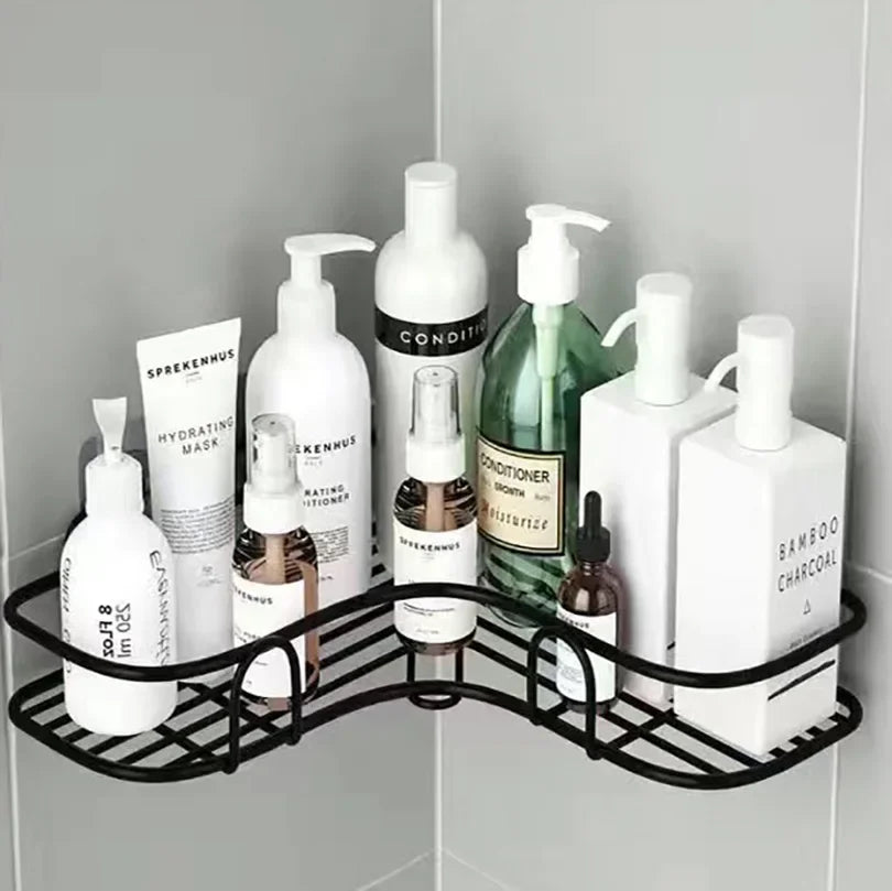 Wall Mounted Bathroom Shelf – Metal Storage Rack with Drain Design