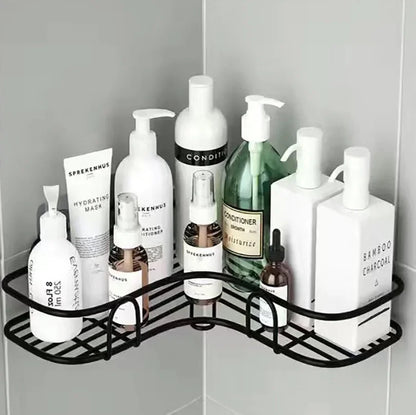 Wall Mounted Bathroom Shelf – Metal Storage Rack with Drain Design