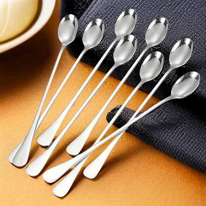 6-Piece Stainless Steel Long Handle Spoon Set – Iced Tea, Coffee & Dessert Spoons