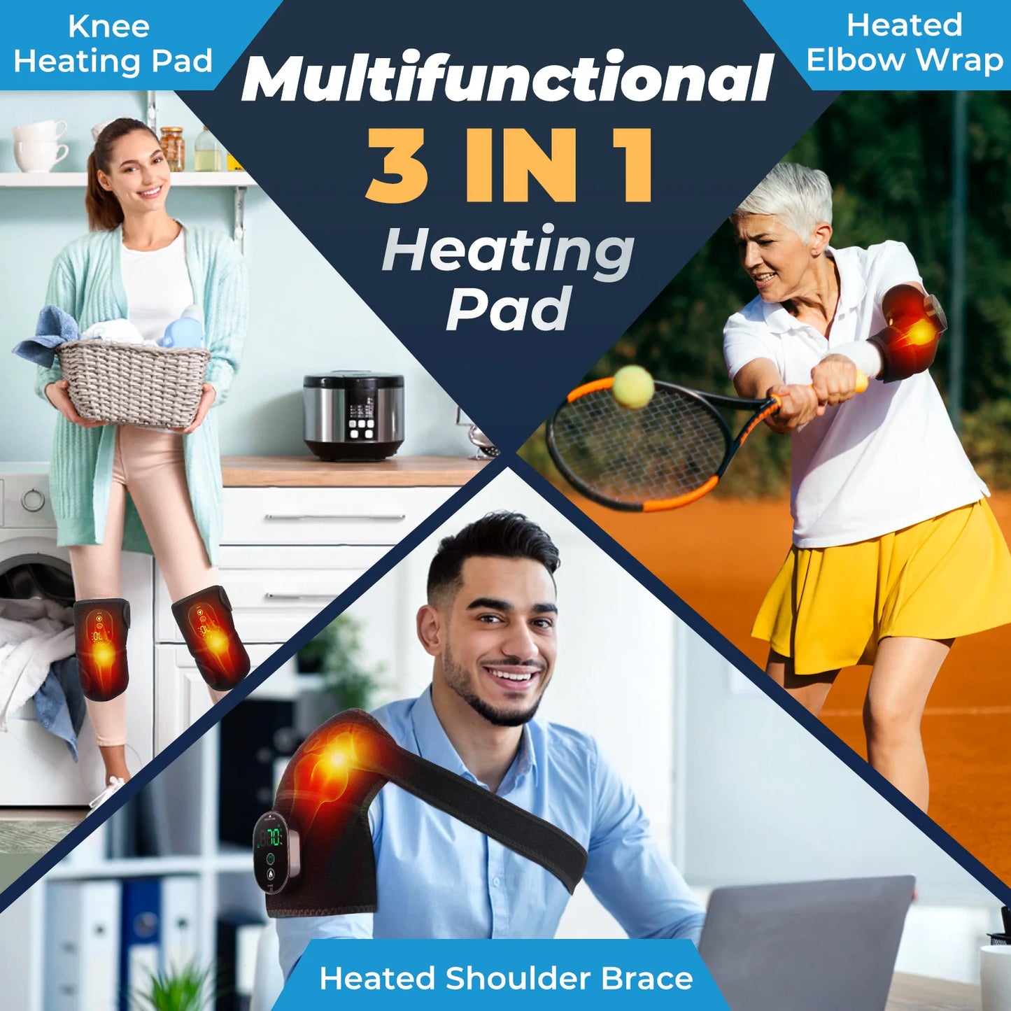 Wireless Heated Joint Wrap – Rechargeable Heat Therapy Brace for Knees, Shoulders & Elbows