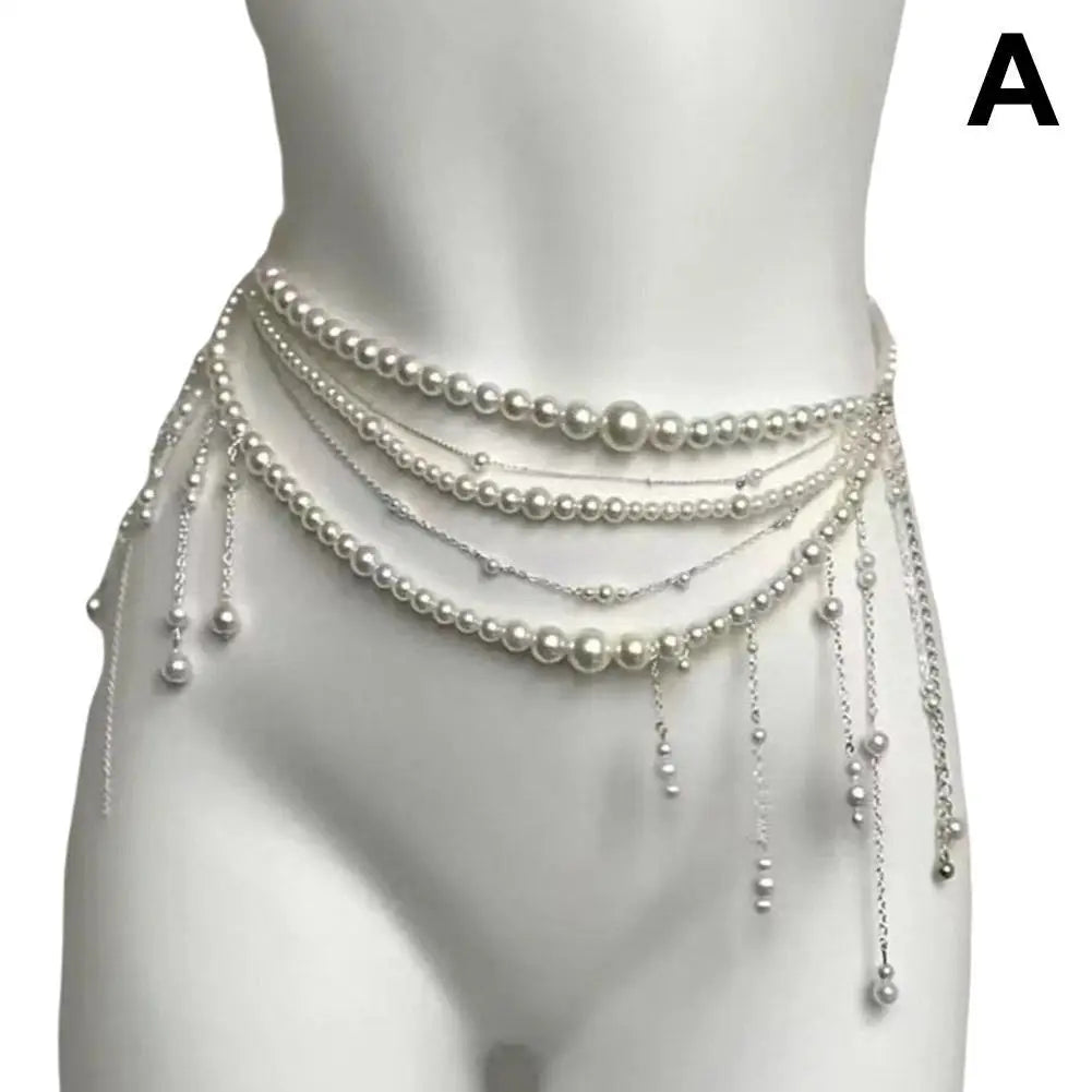 Y2K Layered Pearl Waist Chain