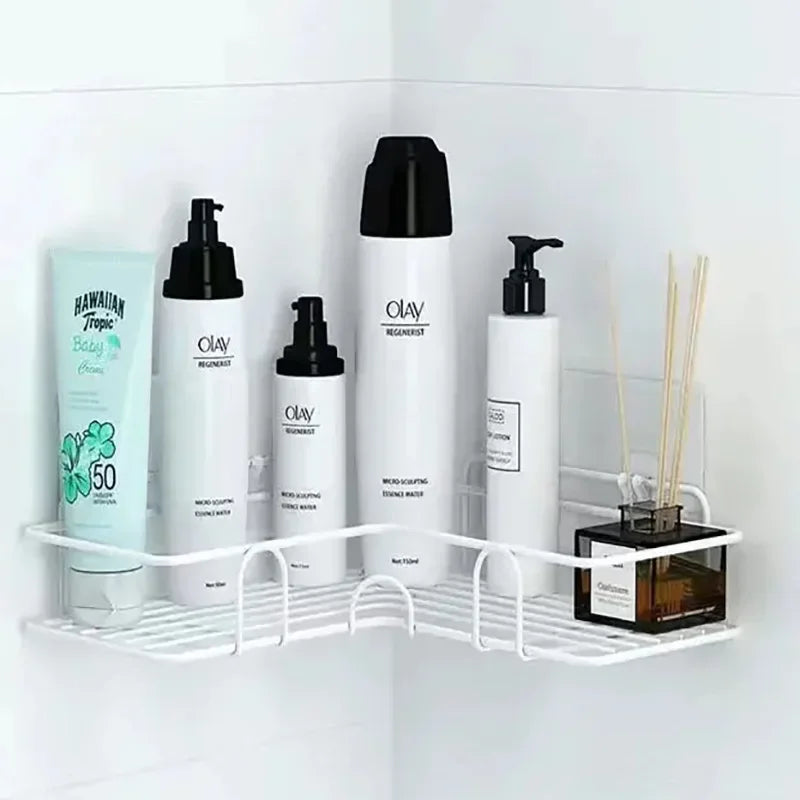Wall Mounted Bathroom Shelf – Metal Storage Rack with Drain Design